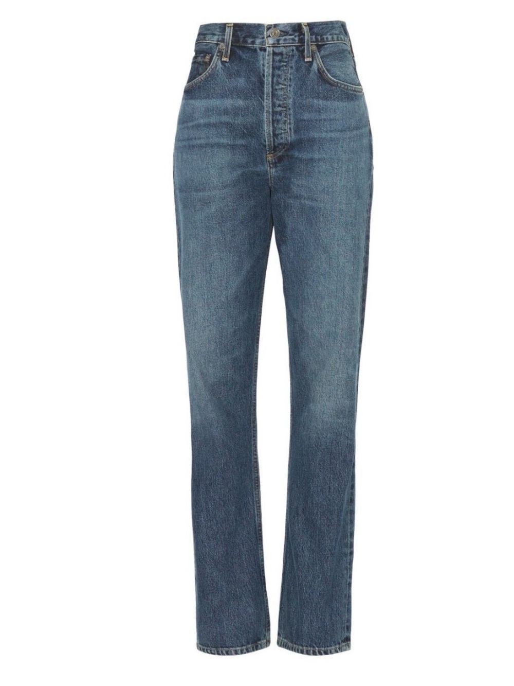 Agolde 90s Pinch Waist Mid-Blue High-Rise Straight Leg Jeans